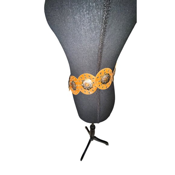 Vintage Y2K 90s Conga  Leather & Metal Concho Western Belt Cowgirl Glam Women L